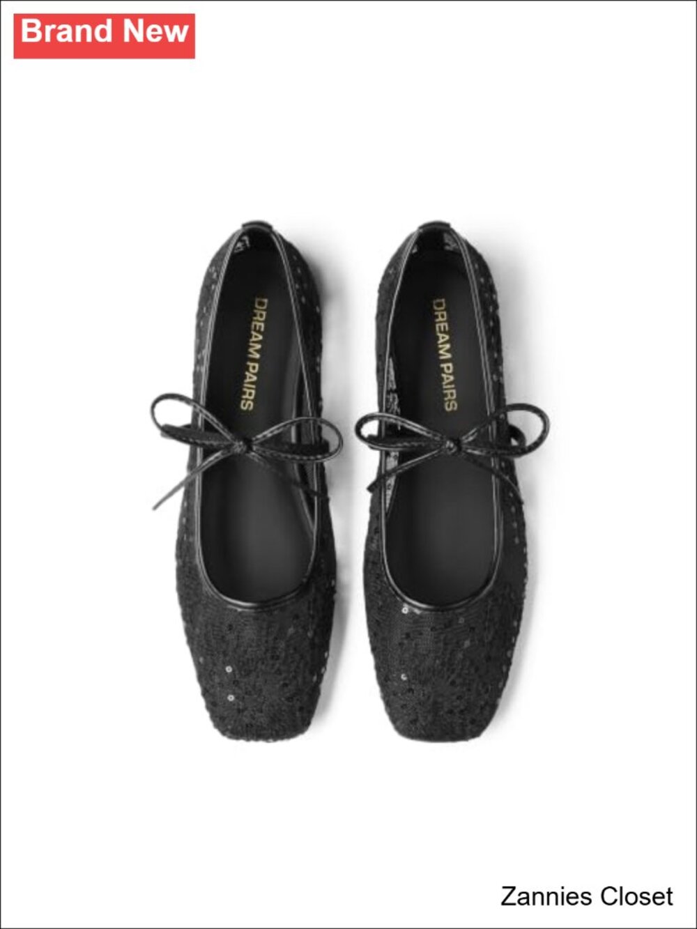 ✨ Square Toe Lace Ballet Mary Jane Flats with Bow Strap